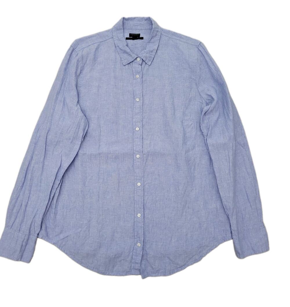 J.Crew Baird McNutt Irish Linen Shirt Blue Button Up Size 16 TALL Slim